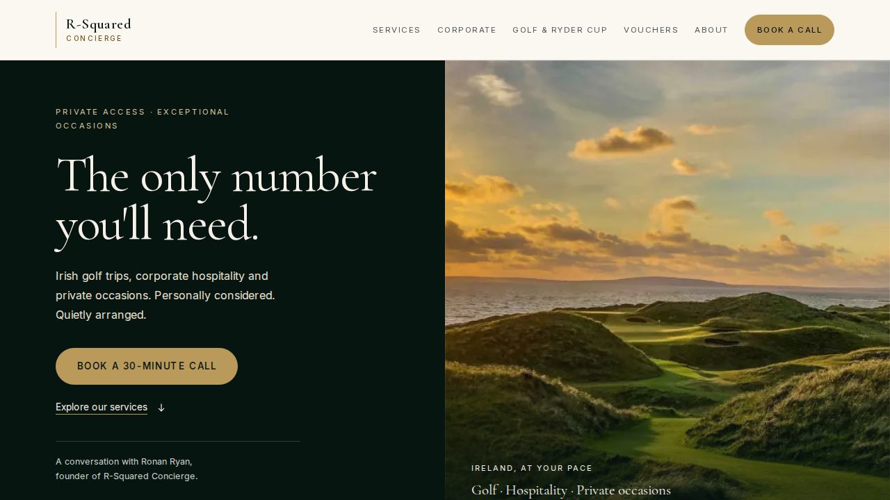 The R-Squared Concierge homepage, built by LastForm